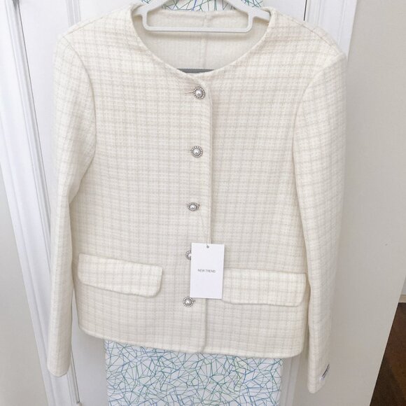 New 100% Wool Hand Made Tweed Short Coat Jacket - Picture 9 of 10